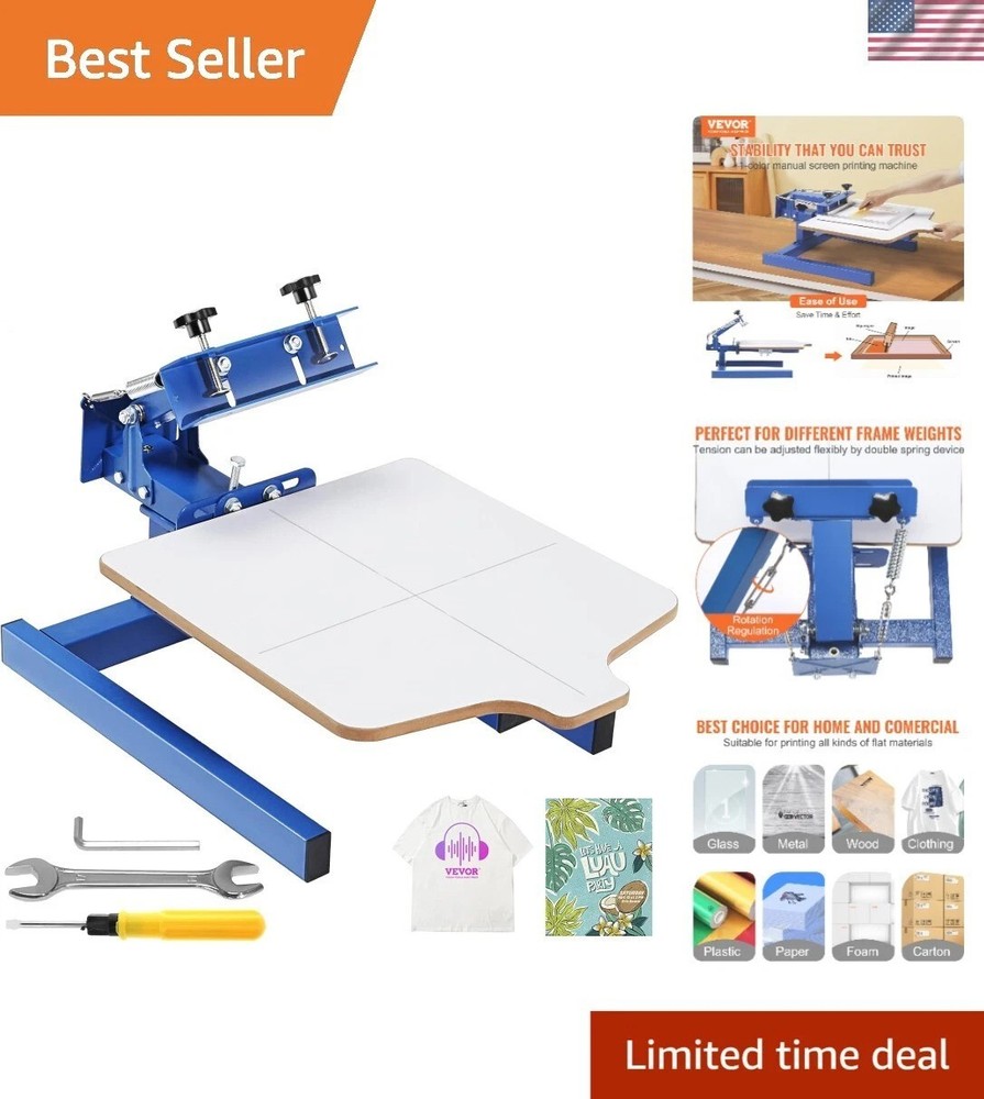 Versatile 1 Color Silk Screen Printing Press with Double Layer Pallet - 25 lbs
