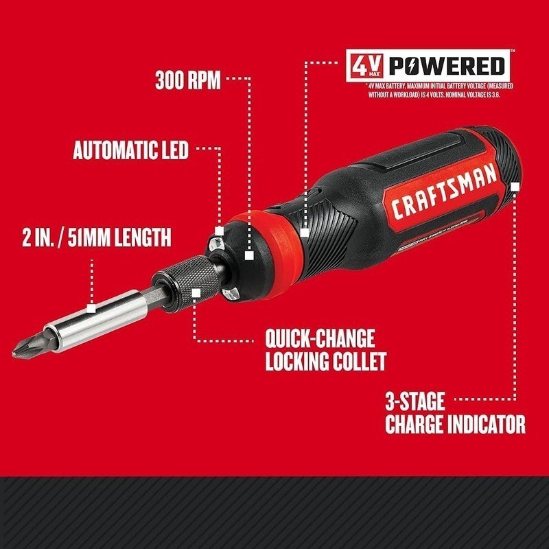 Rechargeable Screwdriver 4V Lithium Ion Fast Driving Compact Tool LED Indicator