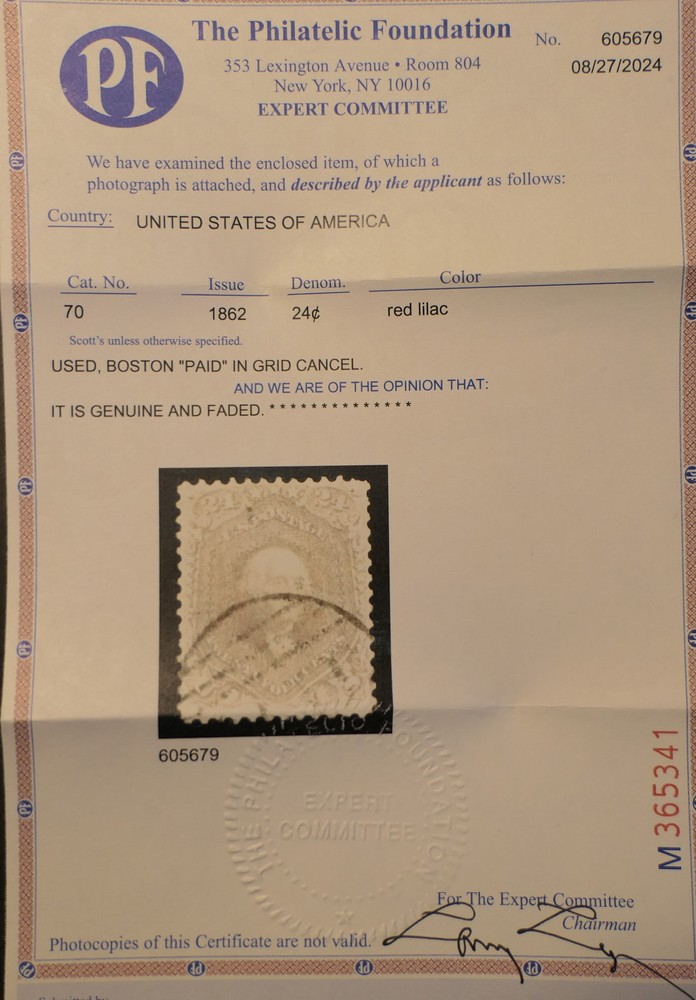 Scott # 070, Used, PF Cert