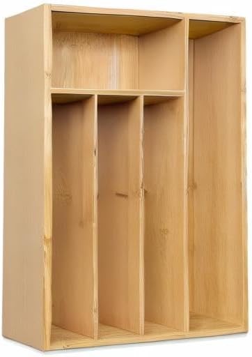 Kitchen Bamboo Silverware Drawer Organizer，Silverware 5 Slot, Natural