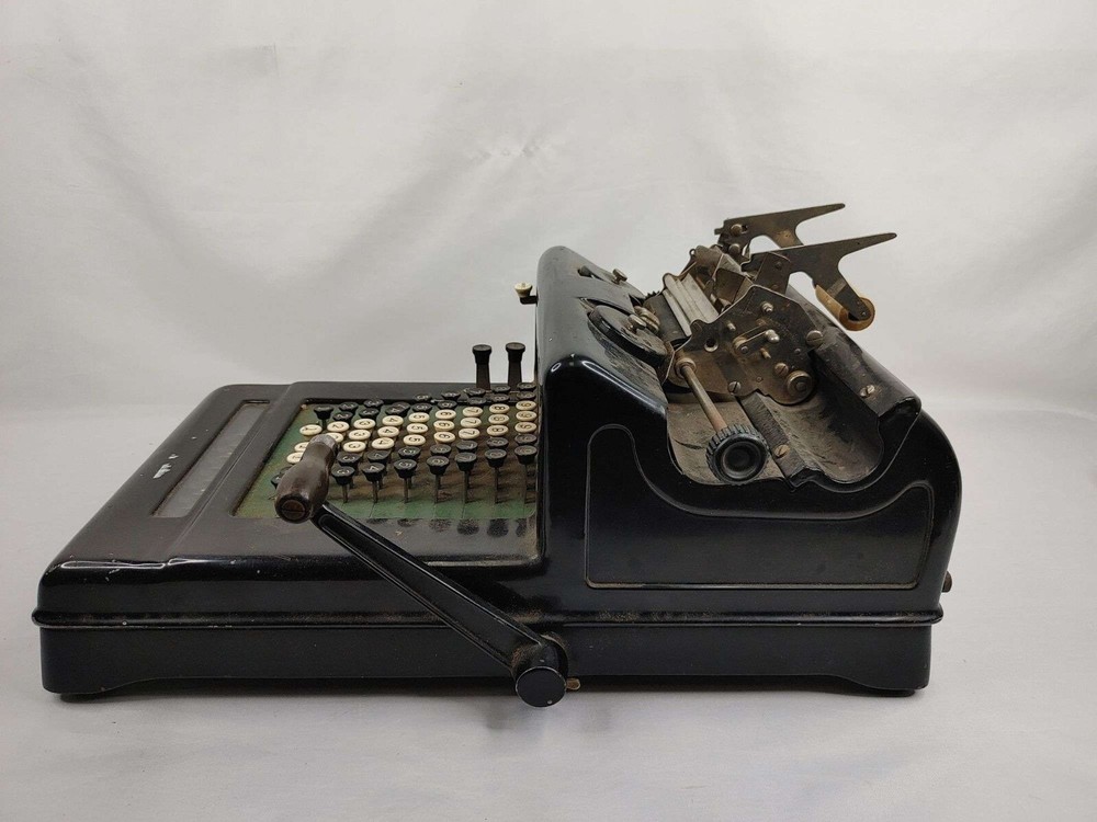 Antique Burroughs 7-Column Portable Adding Machine w/ Hand Crank