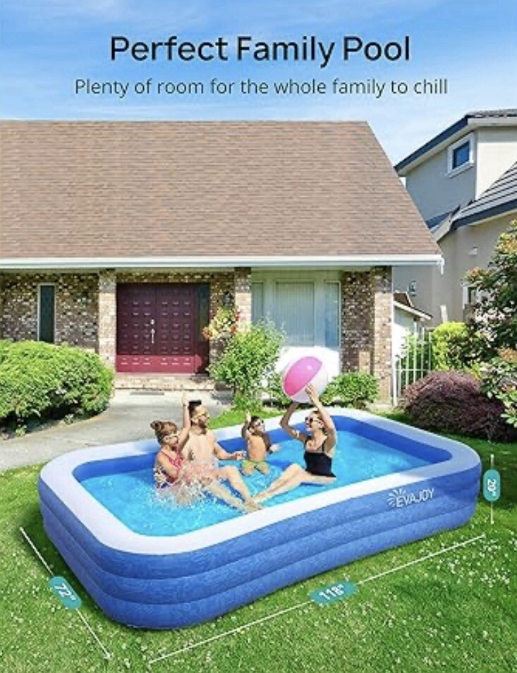Inflatable Pool EVAJOY 118'' x 72'' x 20'' Above Ground Kiddie Pool Inflatable