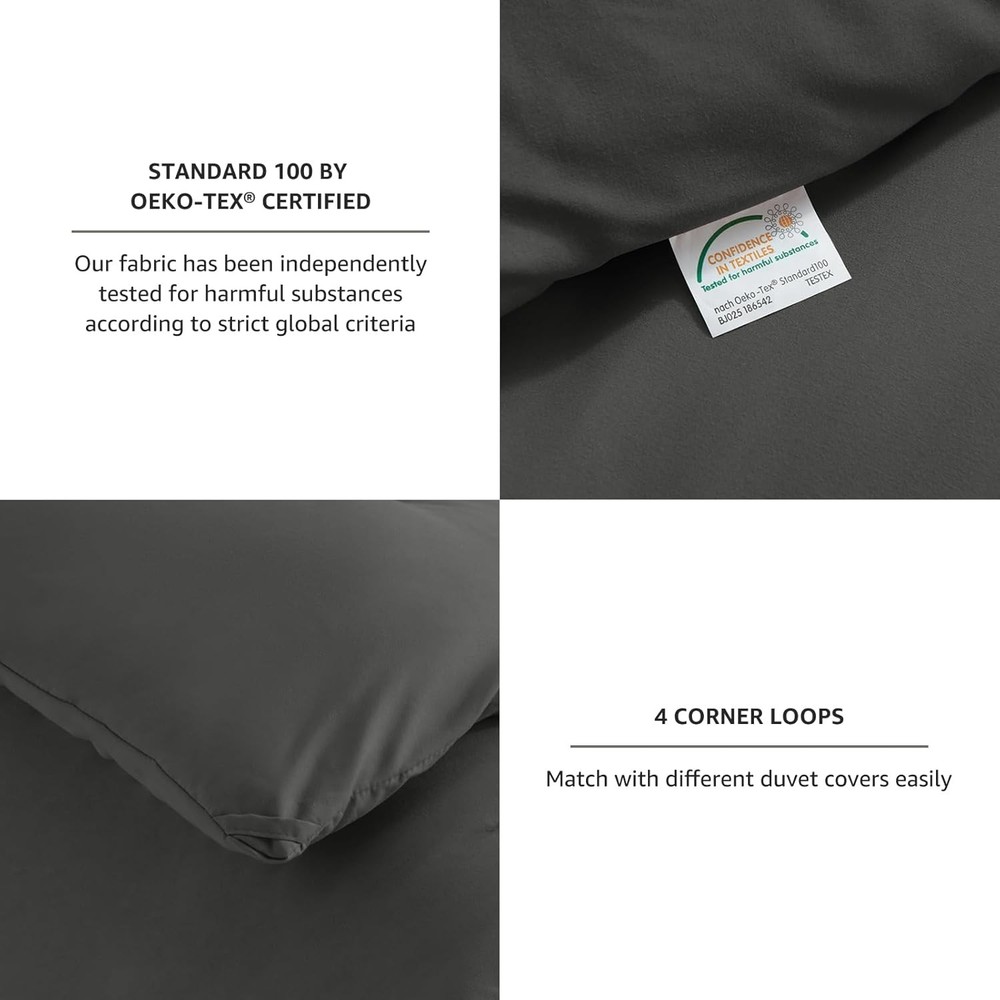 Queen Comforter Set Dark Grey 1 Comforter & 2 Pillowcases Quilted Microfiber