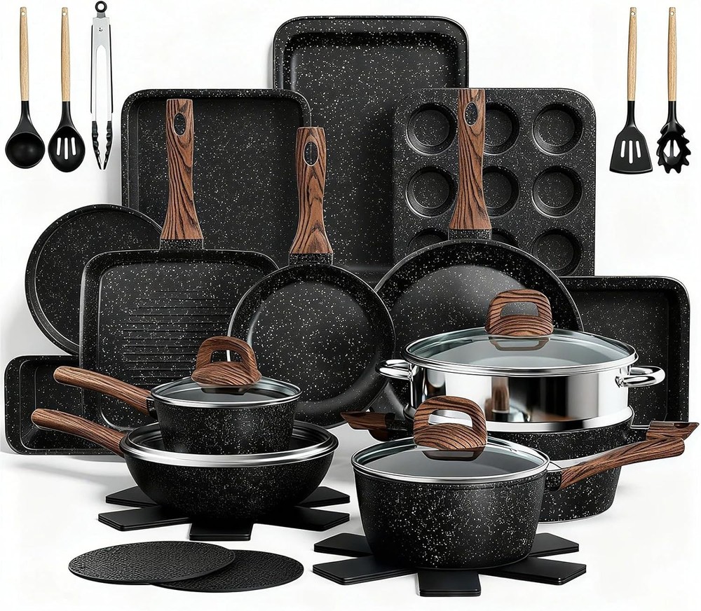 Pots & Pans Set Non Stick 31 Piece Kitchen Induction Cookware & Bakeware Set