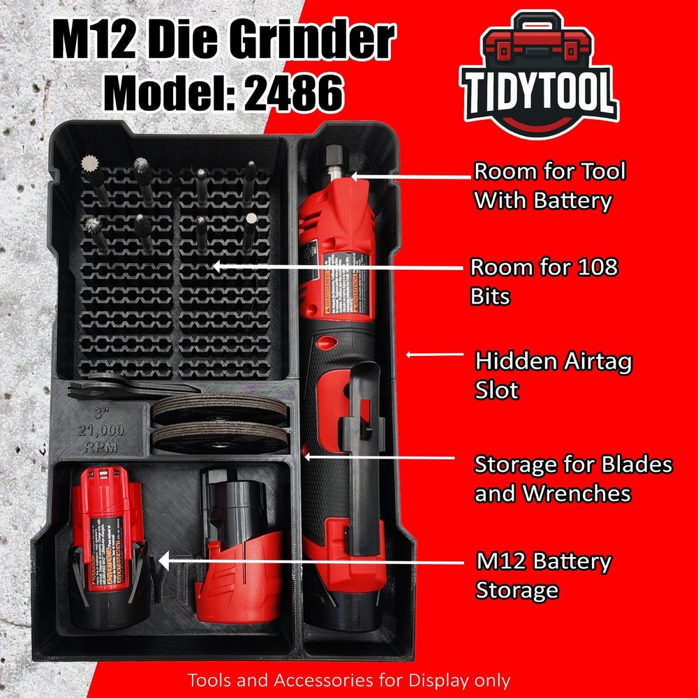 M12 Fuel Die Grinder insert for Milwuakee Packout (Insert Only)
