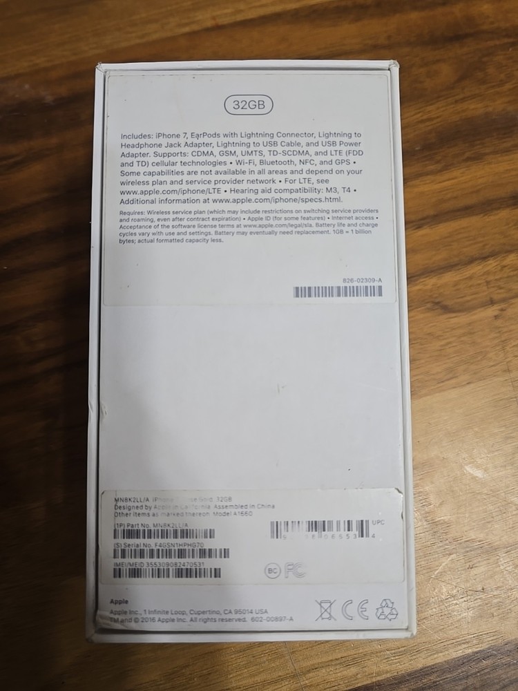 Apple iPhone 7 Black 32GB Original EMPTY BOX Only