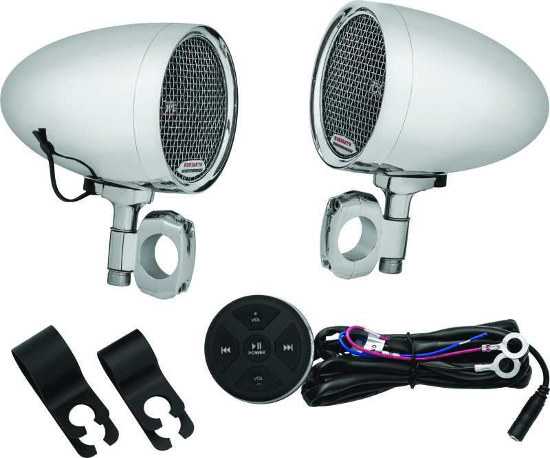 Kuryakyn Road For Thunder Speaker Pods Bluetooth Audio Controller Chrome