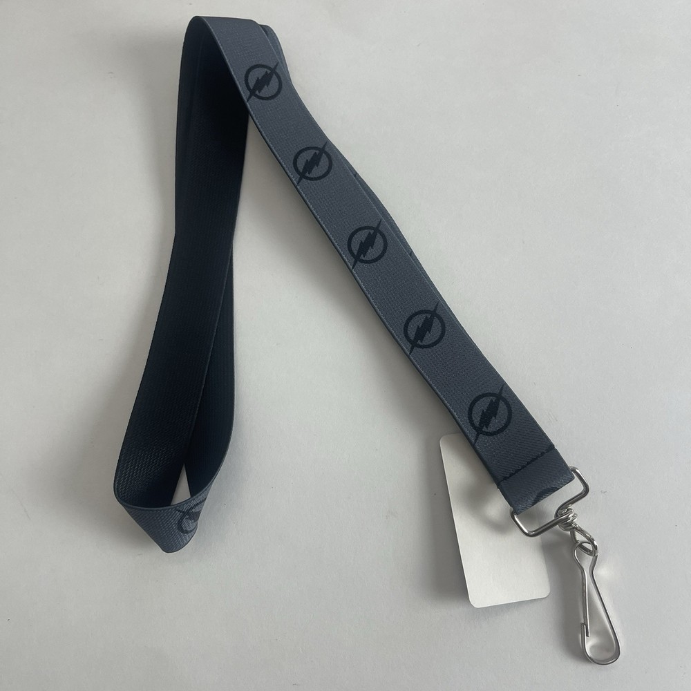 Buckle Down 1” Wide Lanyard Reverse Flash Logo The Flash Gray/black