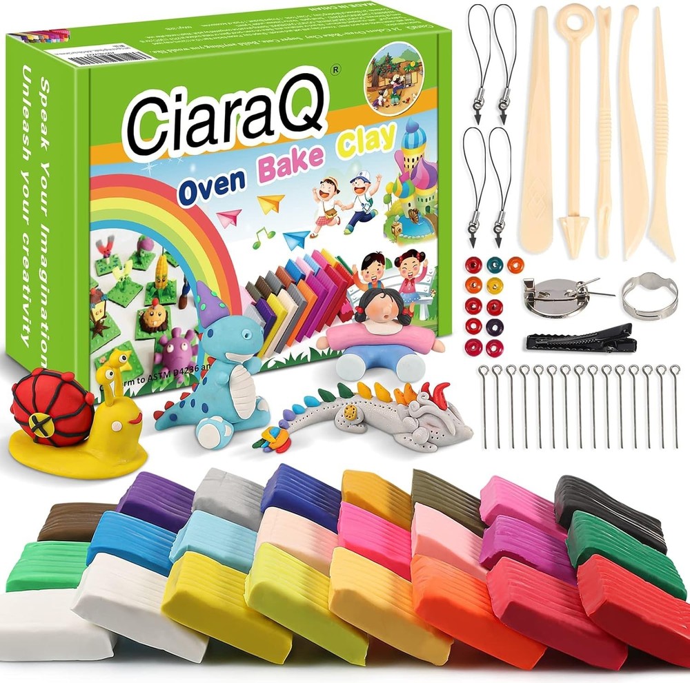 Luxurious Polymer Clay Starter Kit - 24 Colors, Tools & Instruction Guide