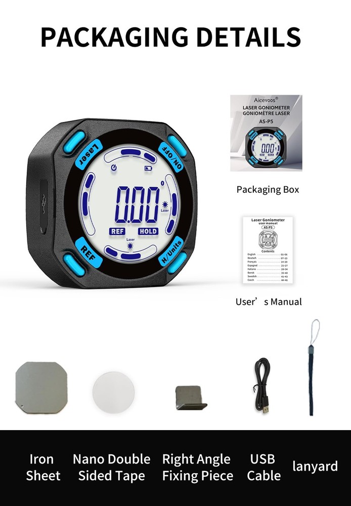 Digital Angle Finder with Electronic Laser 5side Strong Magnetic Angle Gauge...