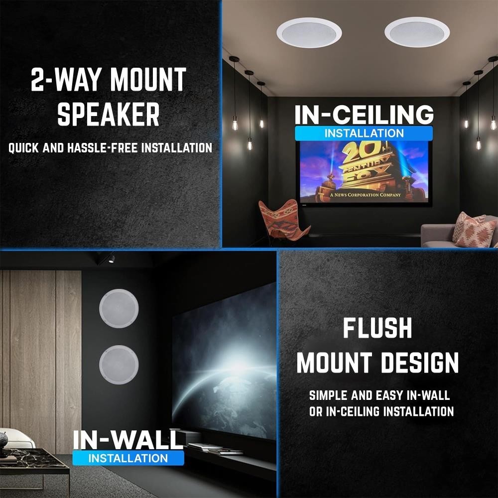 Home Theater System 2000W Bluetooth Amplifier Kit w/ 6x 8" Ceiling Speakers