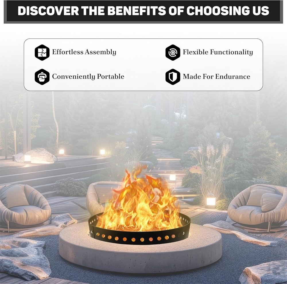 FEBTECH Smokeless Fire Ring Insert - 36" x 10" for Above or In-Ground Setups