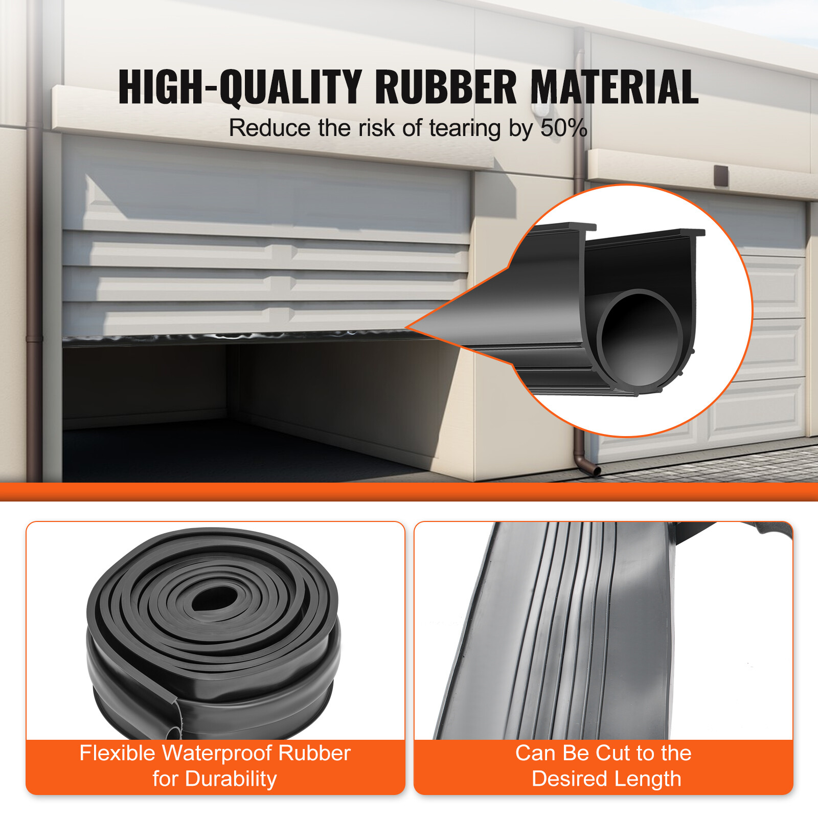 VEVOR Garage Door Seals Bottom Rubber Weather Stripping 10ft 5/16 inch T-end