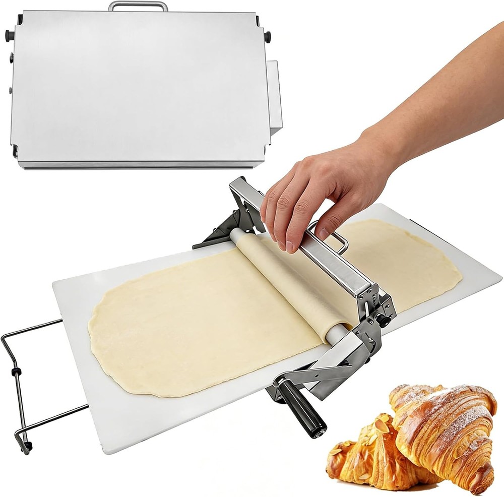 12" Folding Dough Sheeter Stainless Steel Manual Roller W/ Board Adjustable