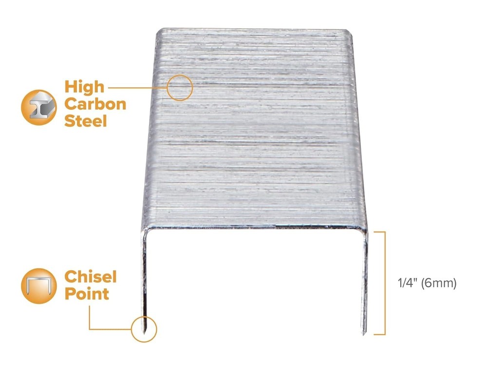 Bostitch Standard Staples 5000 Count - 1/4" Leg, Chisel Points for Precision
