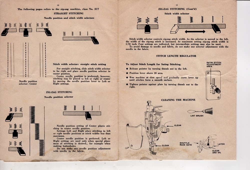 Sewing Machine Instruction Booklet Model 219 Model 217