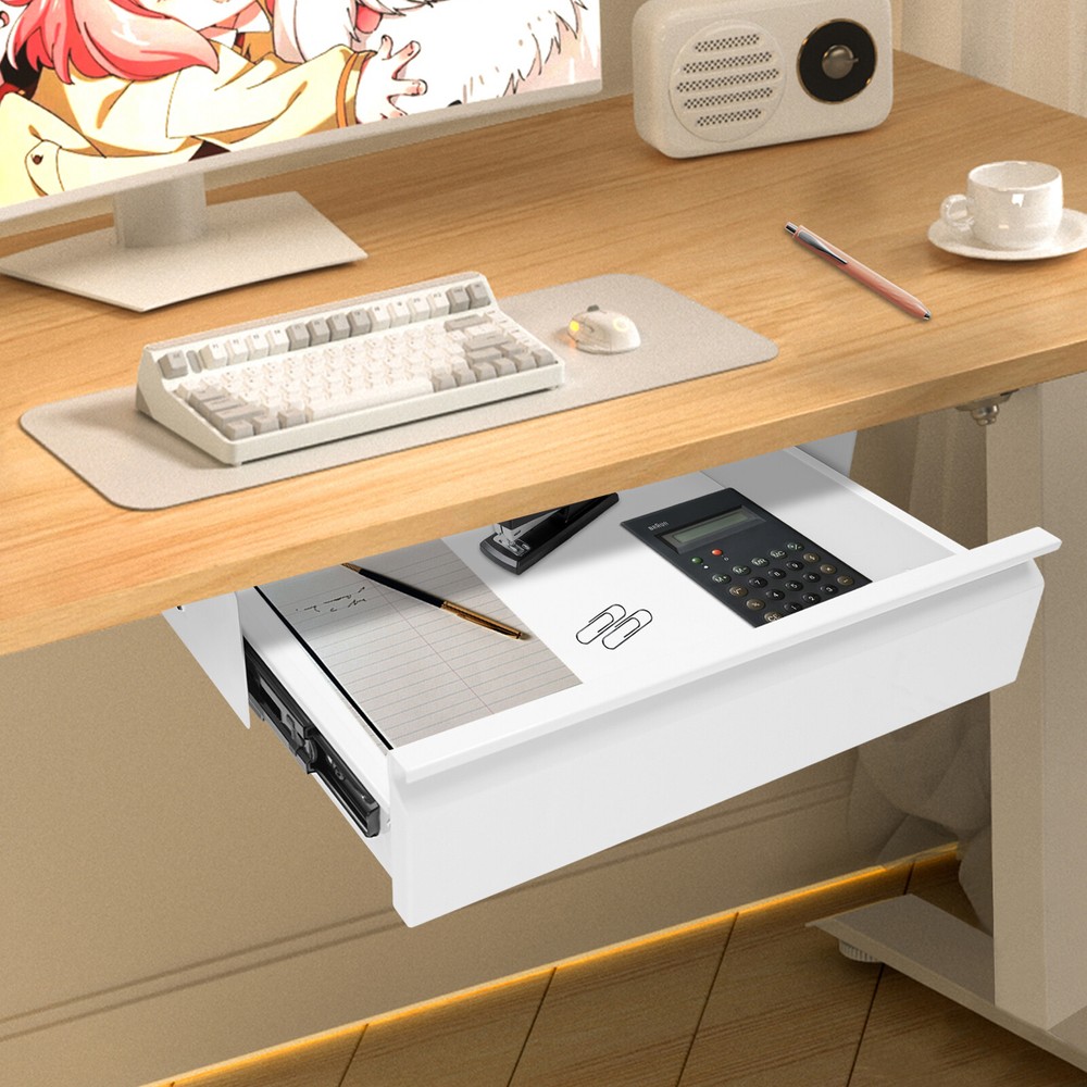 Under Desk Mounted Sliding Pull-out Drawer, Storage Organizer, Pull-out Drawer