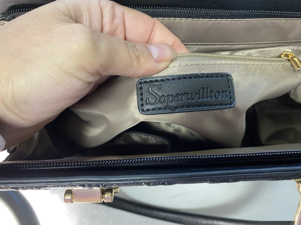 Soperwillton Black Textured Hand Bag