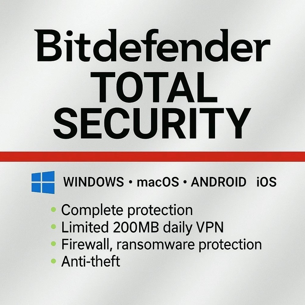 Bitdefender Total Security 2026 - 1 Year 3 Devices