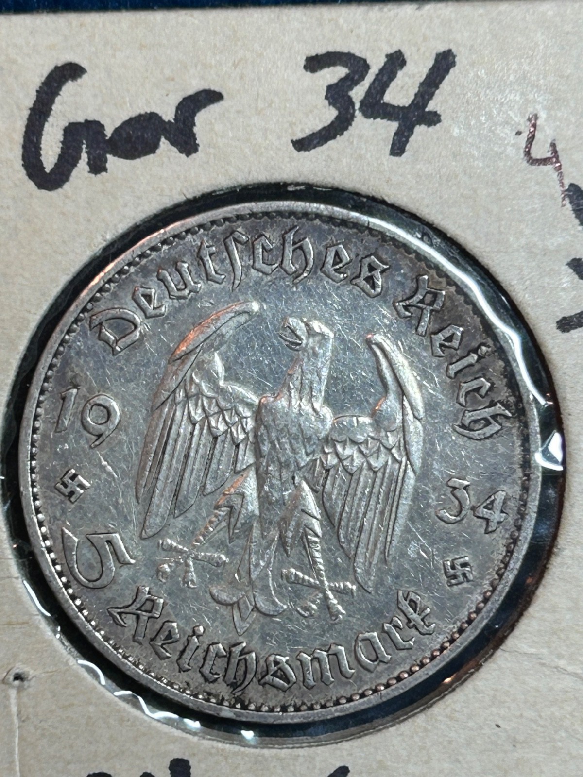 Lot of 4 WWII 5 Mark German Silver Coin Potsdam Reichsmark Fineness .900