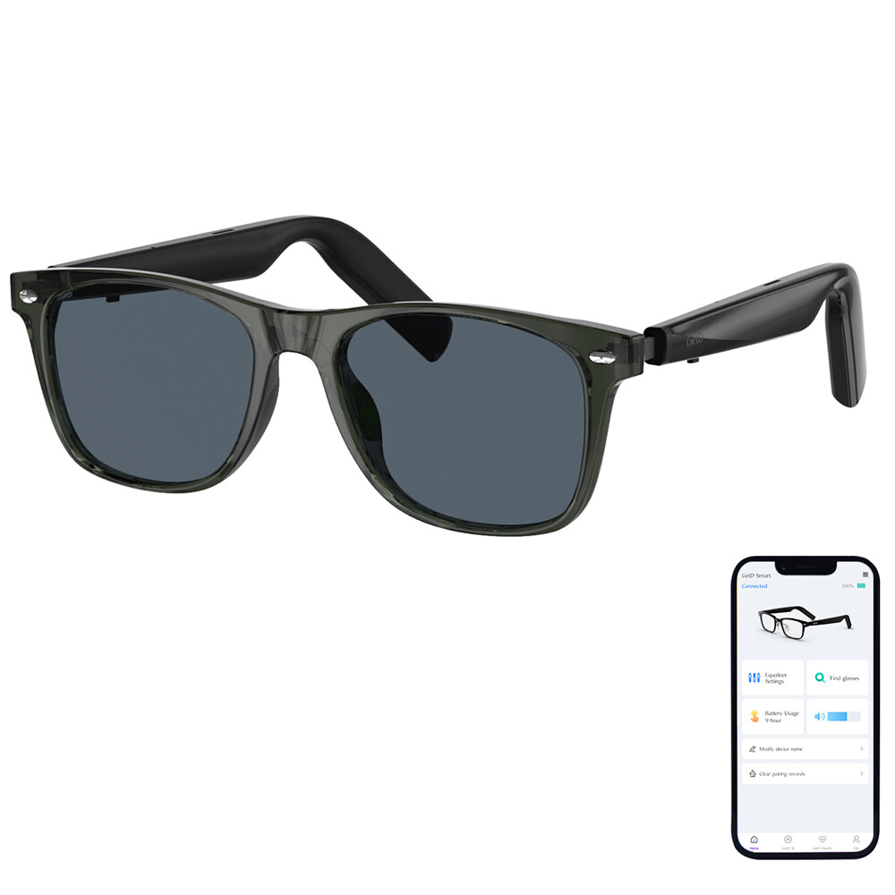 Bluetooth Glasses Smart Translation Sunglasses Black Frame Open Ear Headset 2PCS