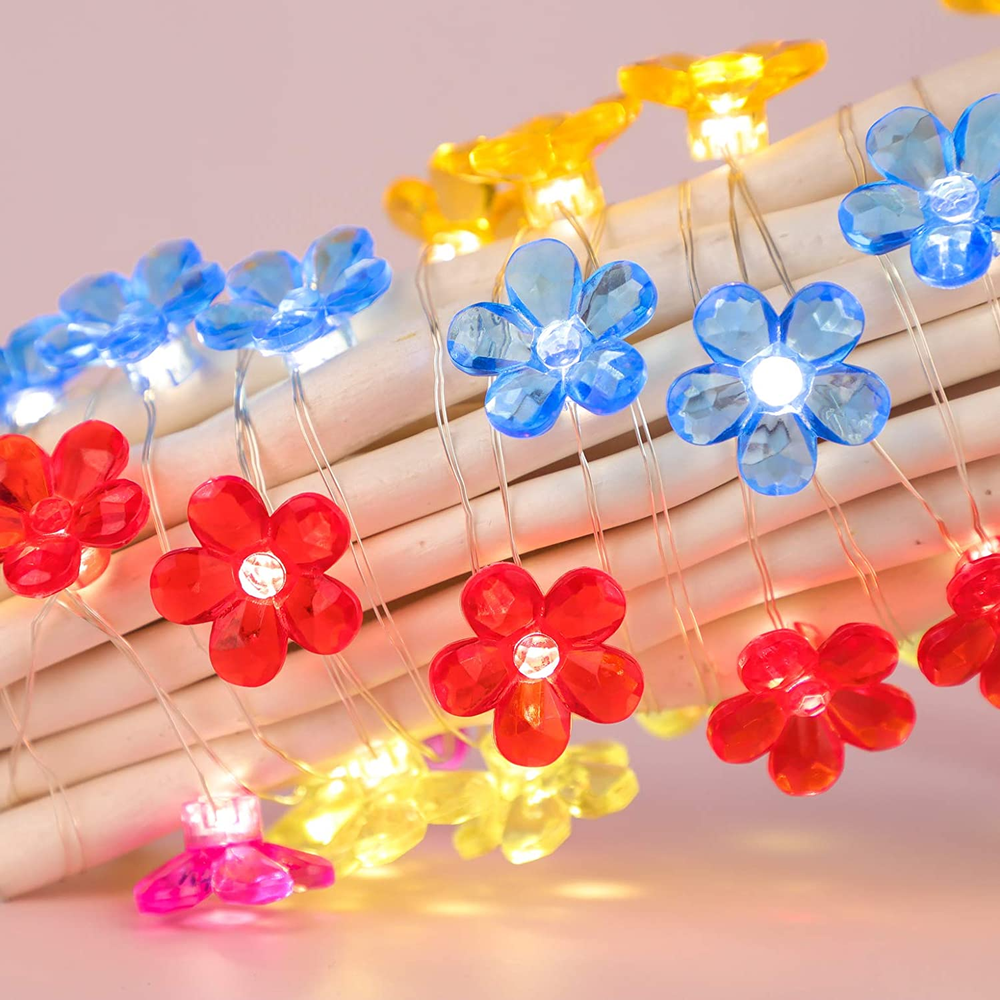 10FT 30LED Flower String Light Attery Operated 8 Modes Multicolor for Wedding