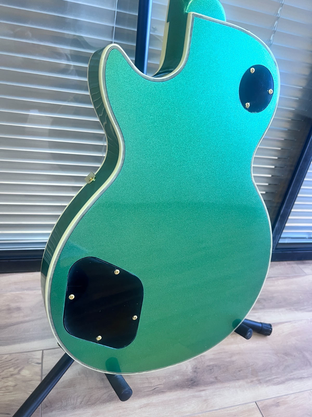 LP Custom Green Sparkle Electric Guitar Gold Hardware Fixed Bridge Ship US