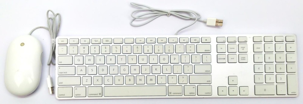 Apple Keyboard A1243 and Mouse Combo USB Wired with Numeric Keypad Aluminum