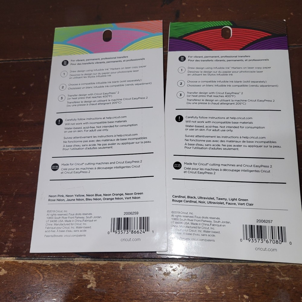 2 Pack Cricut Infusible Ink Pens Neons & Basic Set 0.4 Free Shipping