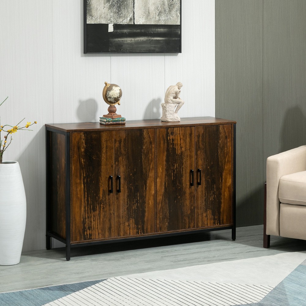 Industrial Sideboard Cabinet with Adjustable Shelves, Rustic Brown