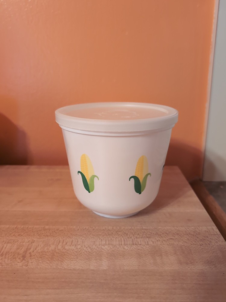 VTG Fleischmann's Margarine Plastic Container Corn Cob Pattern With Lid 4” Tall