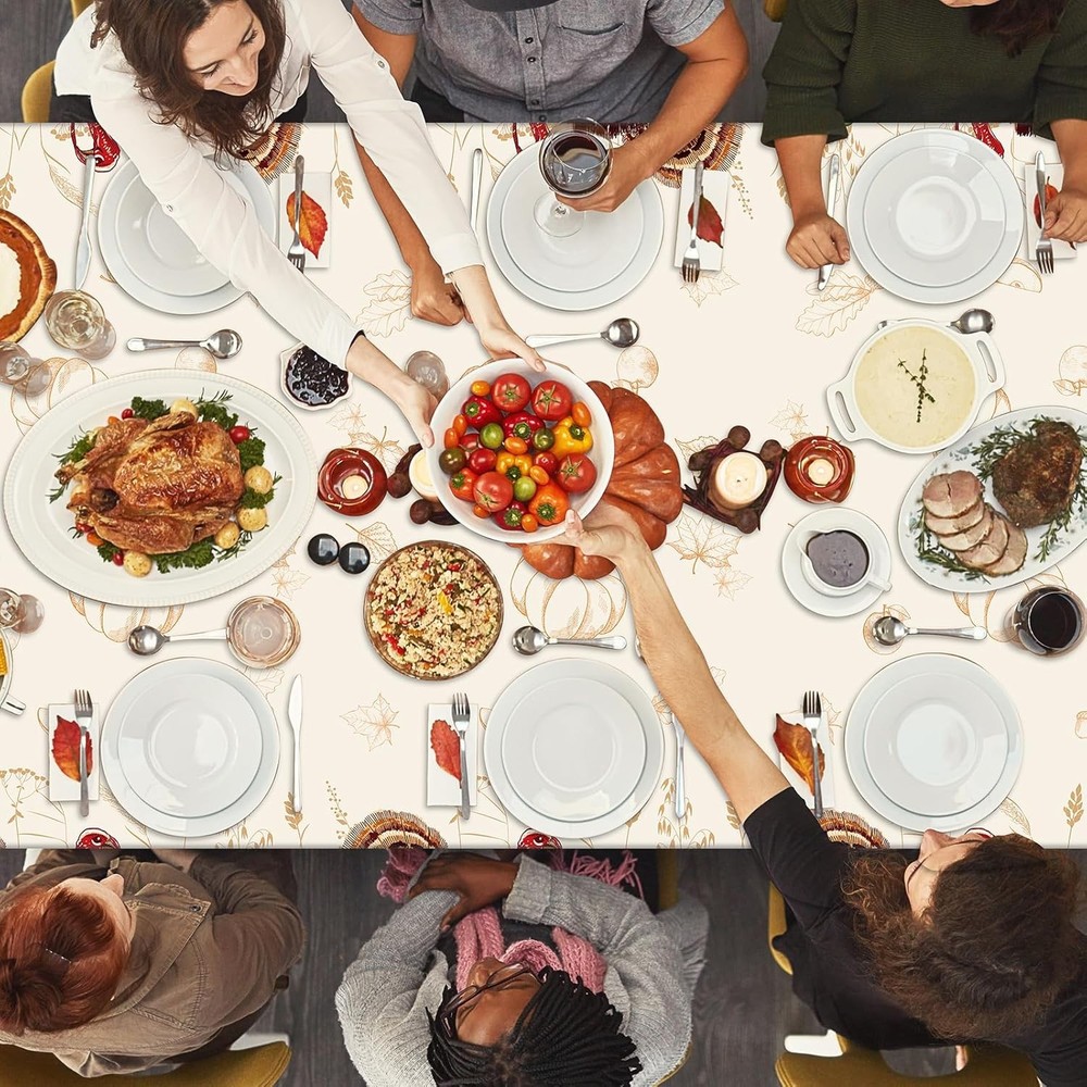 3 Pack Thanksgiving Disposable Tablecloth for Rectangle 3 Pack, Multi Color