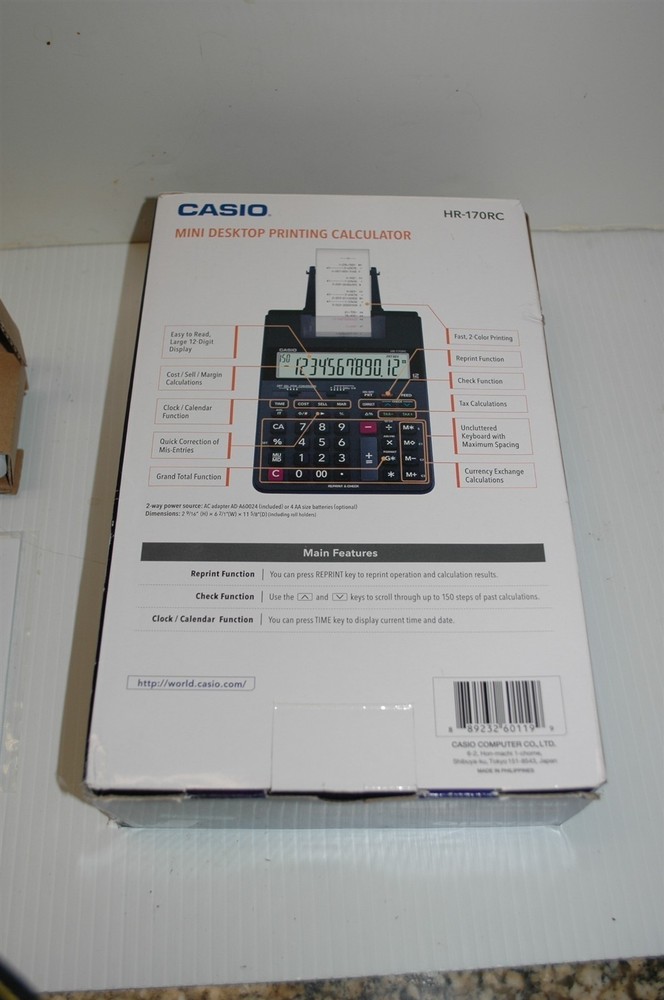 CASIO PRINTING CALCULATOR HR-170RC - OPEN BOX