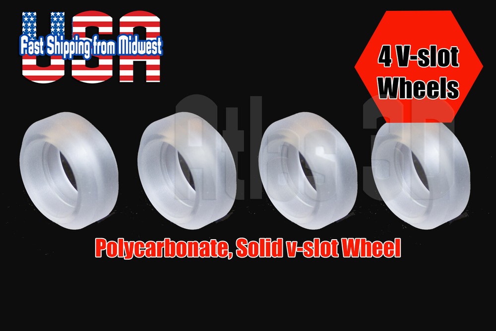 4 Pcs Polycarbonate Solid V Wheel for V-Slot, 2020 Extrusion