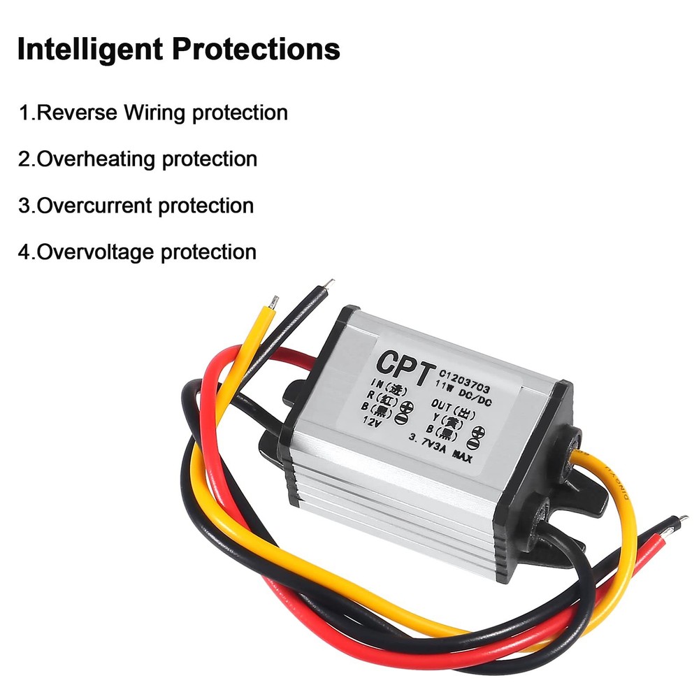 2PCS 12V to 3.7V Converter DC Step Down Buck Voltage Regulator Waterproof 3A