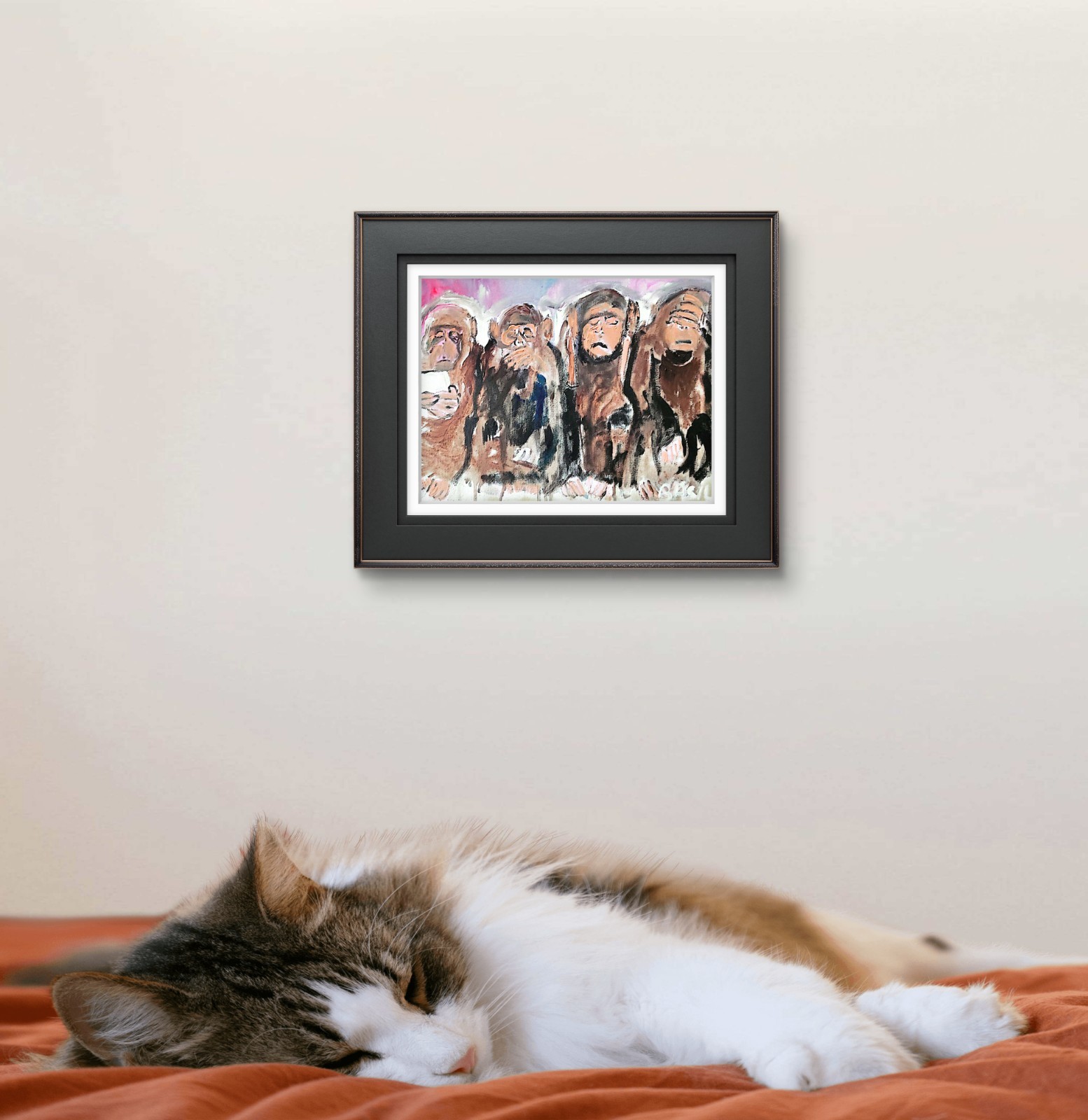 Monkeys Of Social Media Cringe Unique Abstract Expressionism Art Canvas 11x14