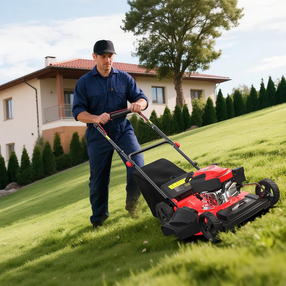 PowerSmart 21" Gas Push Lawn Mower, 144cc, Low-Maintenance, Fuel Efficient, Yard