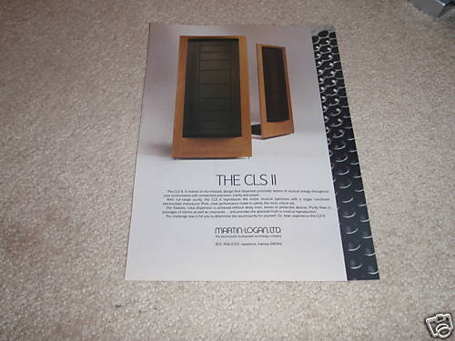 Martin Logan CLS II Speaker Ad from 1990, mint!