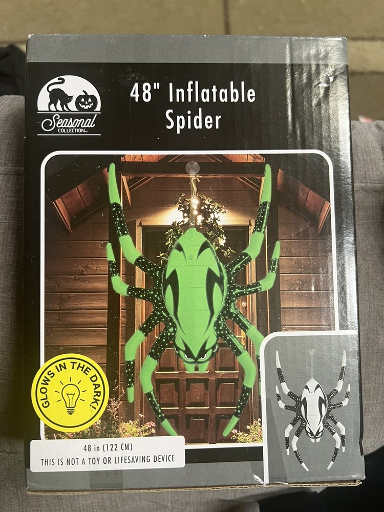 BIG GLOW IN THE DARK INFLATABLE SPIDER 48”~NEW