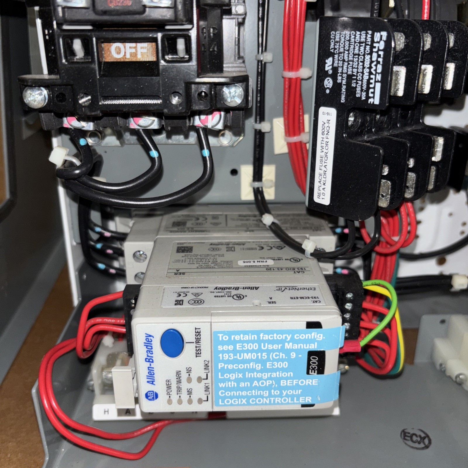 ALLEN BRADLEY 2112 2100 FUSED SIZE 1 MCC 500F-BO*093 12" W/ DOOR & 193 MODULE