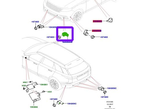 LAND ROVER PARKING AID SENSOR FRONT OUTER RANGE ROVER VELAR LR093753