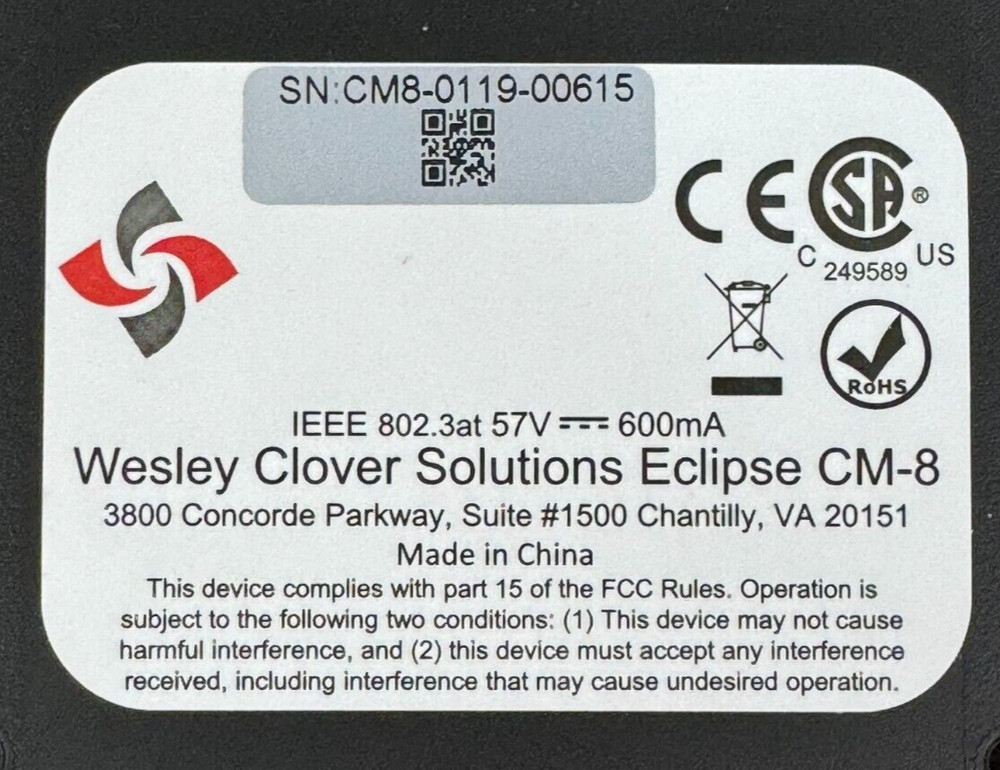 Wesley Clover Eclipse CM-8 IP Series Desktop Command Module Key Module