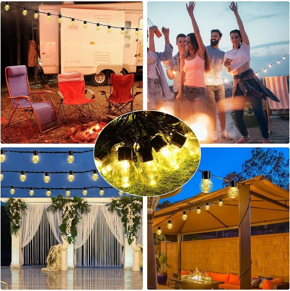 uominy Outdoor String Lights,Plug-in Low Voltage 3.5V,G50 Globe Patio String