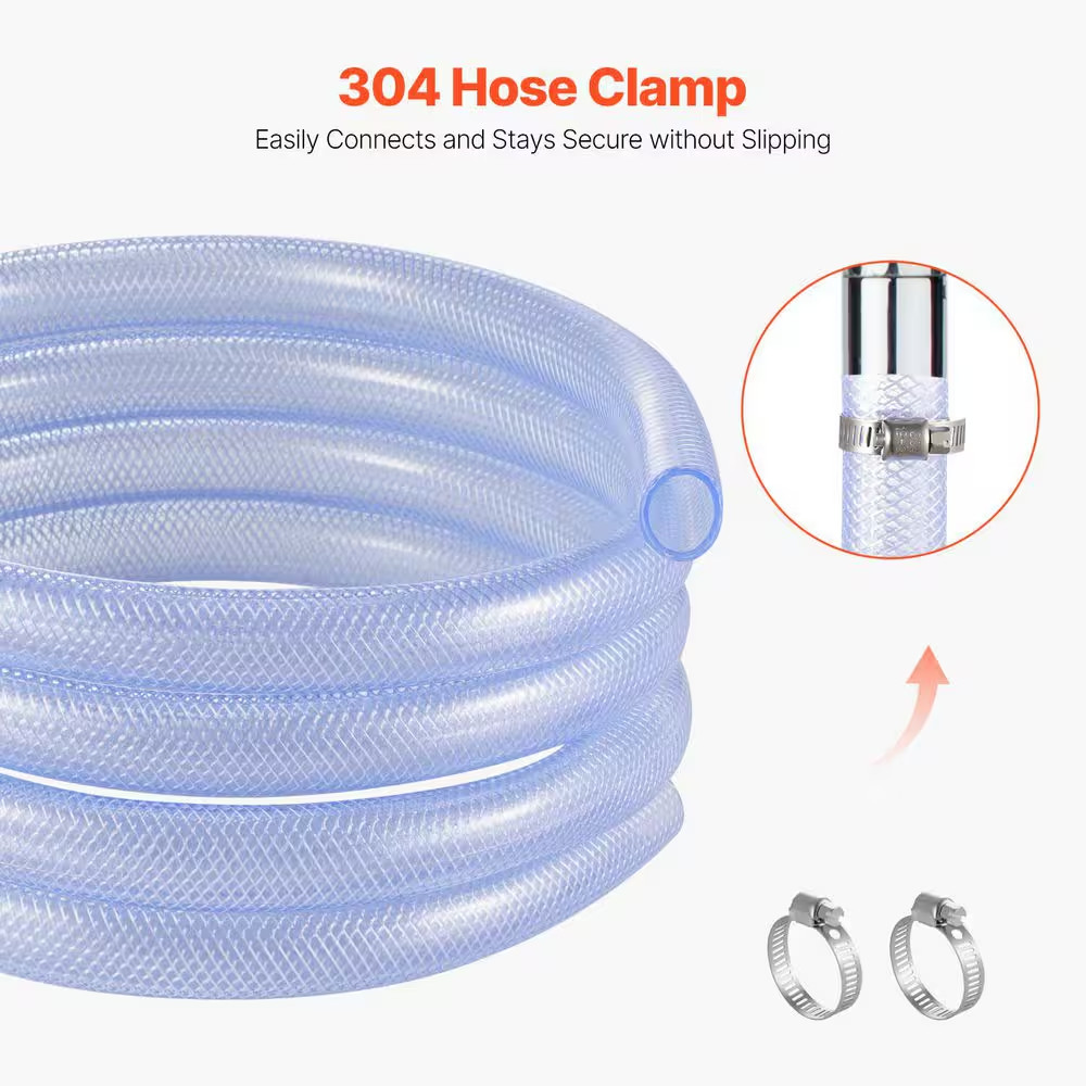 Braided Clear Vinyl Tubing, 3/4 In. ID X 19/20 In. OD, 10 FT. Plastic PVC Tubing