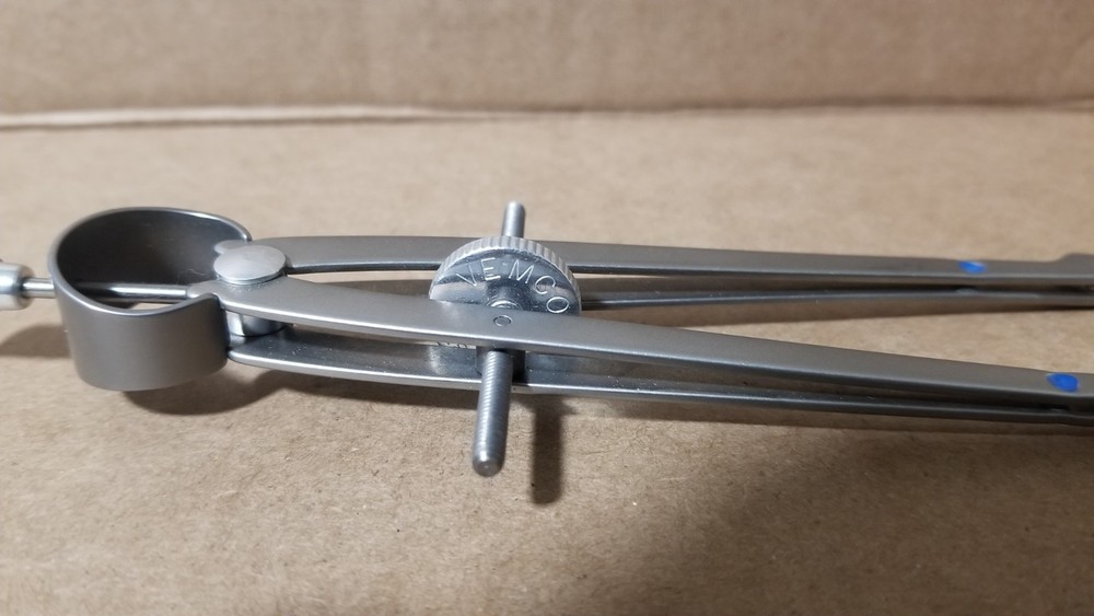 Vintage Vemco Blue Dot Drafting Compass-Missing Screw & Pointer Working , VGC