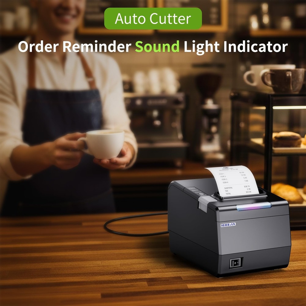 Rongta POS Printer, 80mm Thermal Receipt Printer, Restaurant Kitchen Printer ...