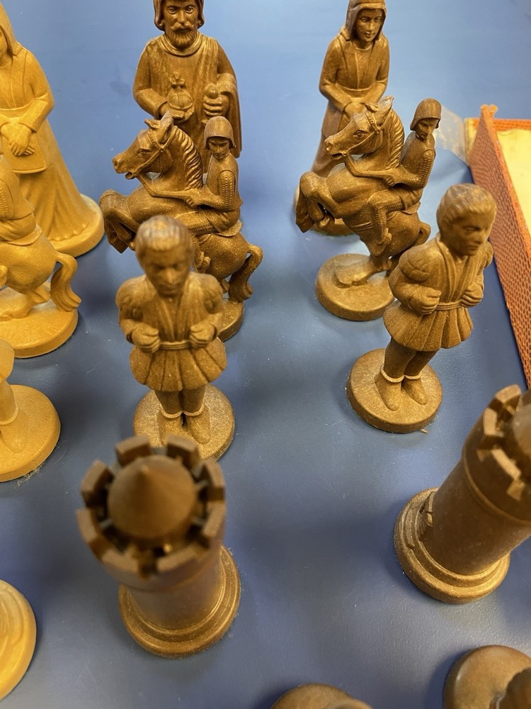 Vintage Germany Chess Set Plastic, Missing One Piece, SEE