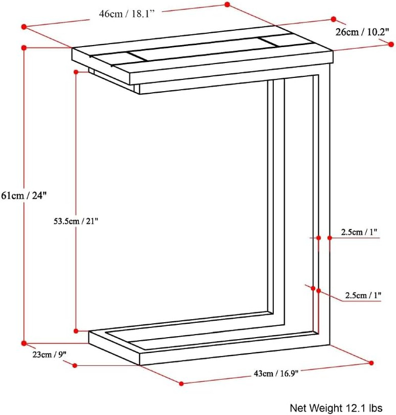 Skyler 18" C-Side Table - Solid Mango Wood & Metal, Industrial Accent Table