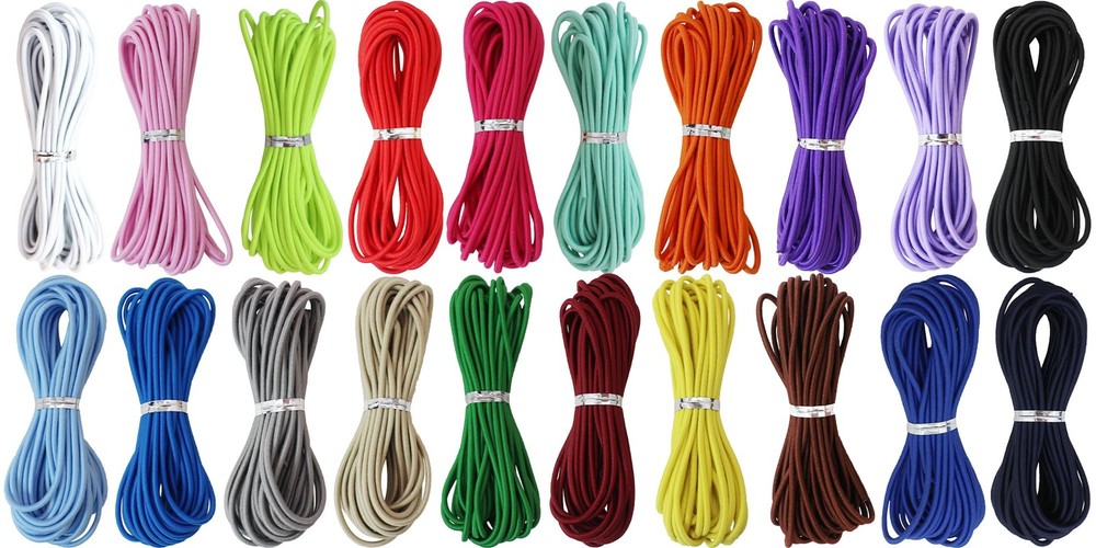 ZHFMLY Assorted Elastic Beaded Cords 2mm diameter, 300ft length, Multicolor