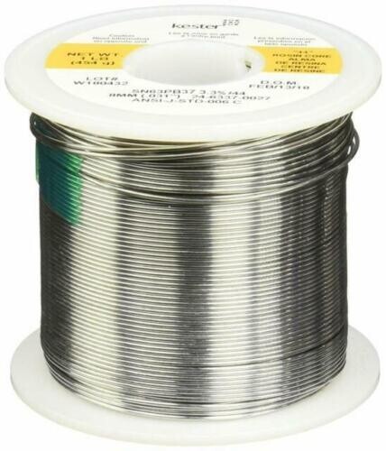 Kester 24-6337-0018 Solder Wire, Rosin Core, Leaded, Sn63Pb37, 3.3%, 0.025" Dia.
